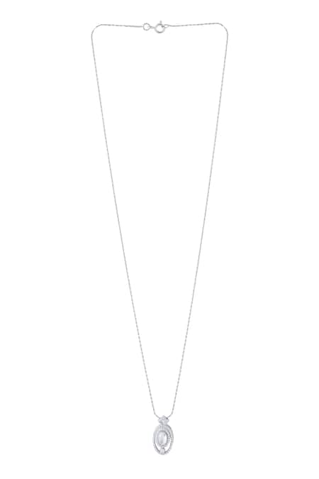 Kicky & Perky_Silver Plated Moissanite Sterling Pendant Necklace _Online_at_Aza_Fashions