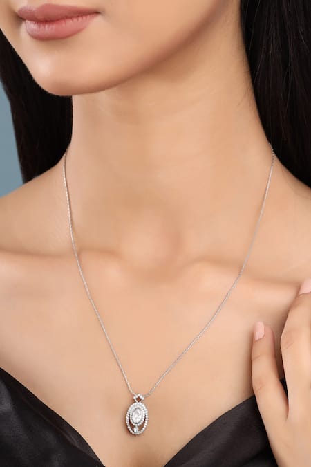 Kicky & Perky Silver Plated Moissanite Sterling Pendant Necklace 