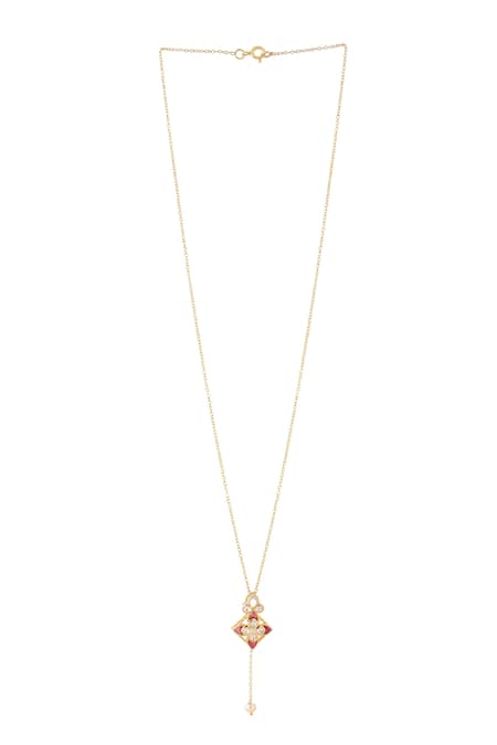 Kicky & Perky_Gold Plated Moissanite Pendant Necklace _Online_at_Aza_Fashions