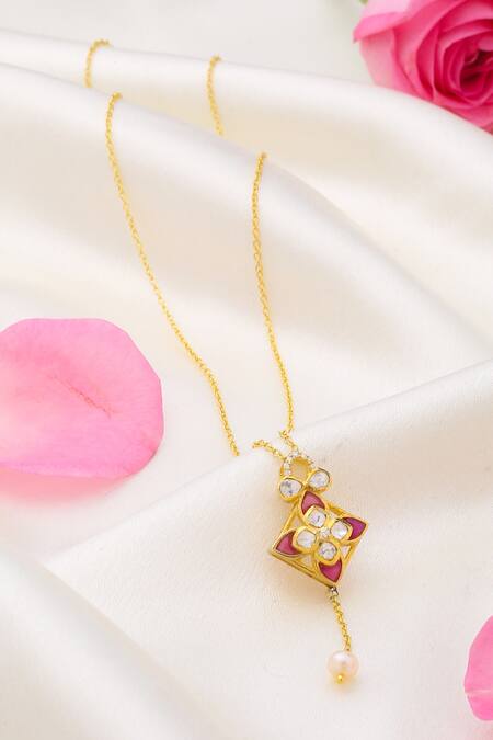 Buy Kicky & Perky Gold Plated Moissanite Pendant Necklace Buy_Kicky & Perky_Gold Plated Moissanite Pendant Necklace