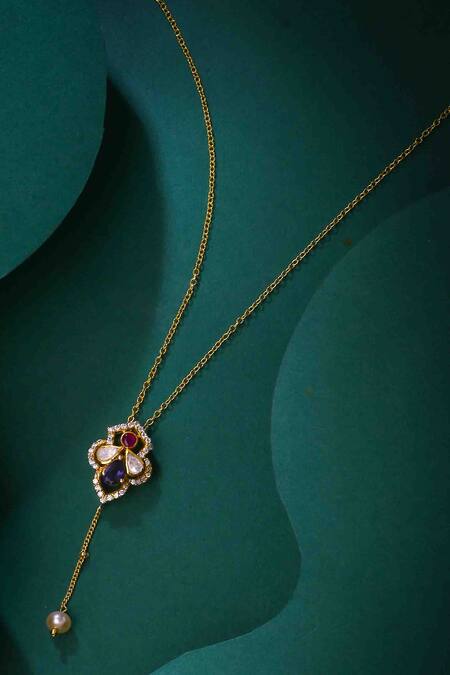 Buy_Kicky & Perky_Gold Plated Moissanite Lolite Pendant Necklace 