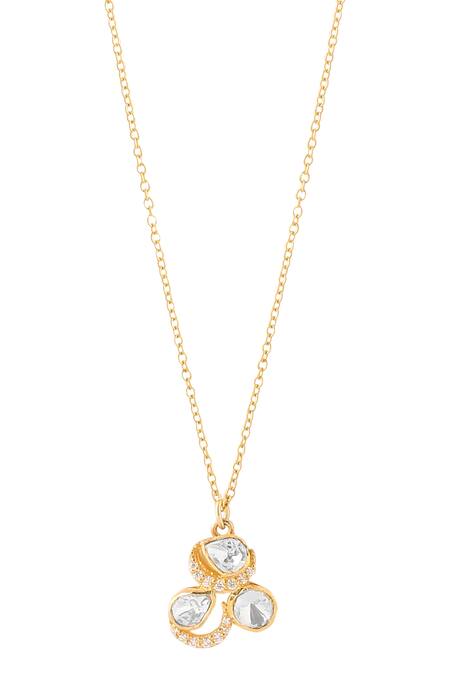 Shop Kicky & Perky Gold Plated Moissanite Polki Pendant Necklace Online at Aza Fashions Shop_Kicky & Perky_Gold Plated Moissanite Polki Pendant Necklace _Online_at_Aza_Fashions