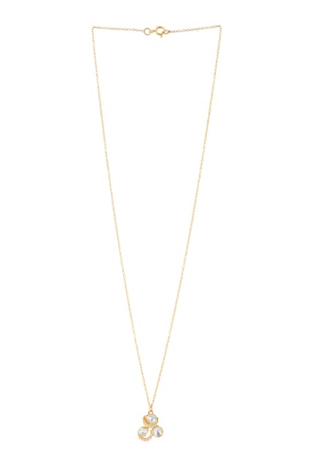 Kicky & Perky_Gold Plated Moissanite Polki Pendant Necklace _Online_at_Aza_Fashions