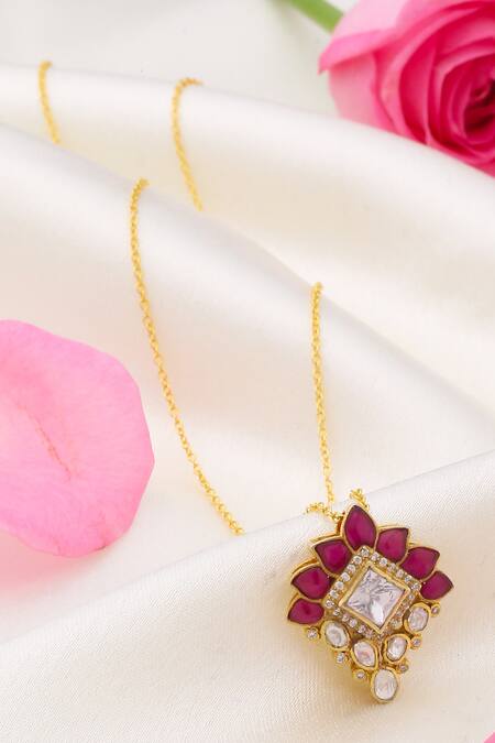 Buy_Kicky & Perky_Gold Plated Moissanite Pendant Necklace 