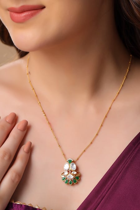 Kicky & Perky Gold Moissanite Pendant Necklace 
