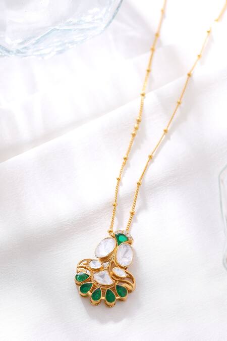 Buy_Kicky & Perky_Gold Plated Moissanite Pendant Necklace 