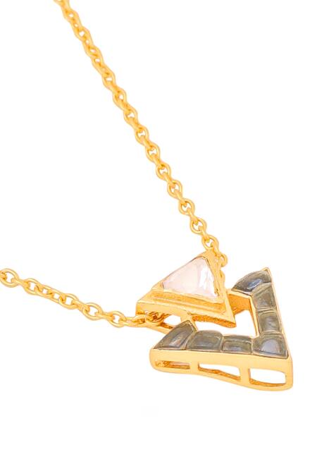 Buy_Kicky & Perky_Gold Plated Moissanite Pendant Necklace _Online_at_Aza_Fashions