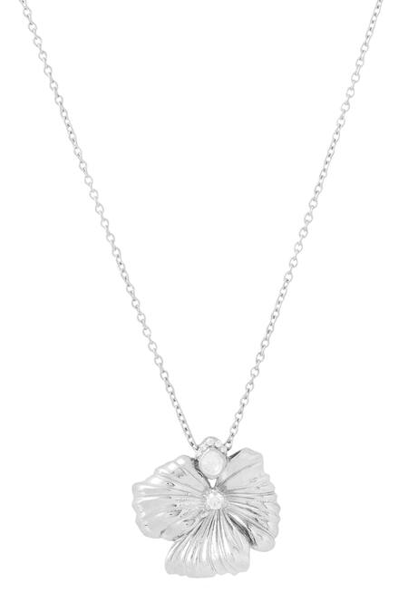 Buy_Kicky & Perky_Silver Plated Contemporary Floral Pendant Necklace _Online_at_Aza_Fashions