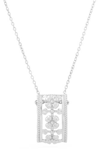 Shop_Kicky & Perky_Silver Plated Contemporary Floral Pendant Necklace _Online_at_Aza_Fashions