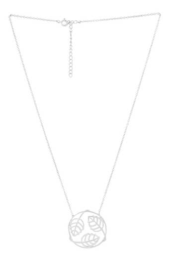 Kicky & Perky_Silver Plated Leaf Design Sterling Pendant Necklace _Online_at_Aza_Fashions