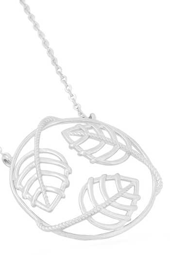Kicky & Perky_Silver Plated Leaf Design Sterling Pendant Necklace _at_Aza_Fashions