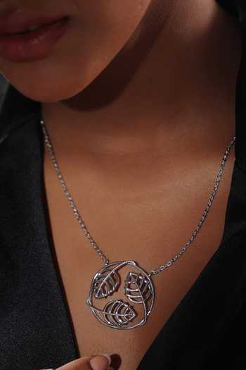 Shop Kicky & Perky Silver Plated Leaf Design Sterling Pendant Necklace Shop_Kicky & Perky_Silver Plated Leaf Design Sterling Pendant Necklace