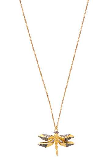 Shop Kicky & Perky Gold Plated Moissanite Dragonfly Pendant Necklace Online at Aza Fashions Shop_Kicky & Perky_Gold Plated Moissanite Dragonfly Pendant Necklace _Online_at_Aza_Fashions