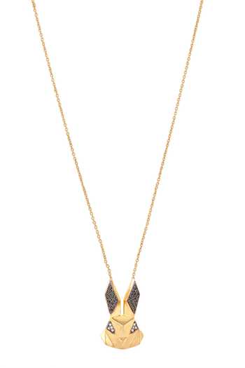 Buy Kicky & Perky Gold Plated Moissanite Bunny Pendant Necklace Online at Aza Fashions Buy_Kicky & Perky_Gold Plated Moissanite Bunny Pendant Necklace _Online_at_Aza_Fashions