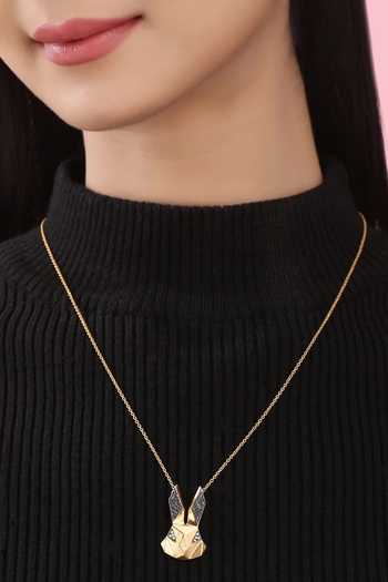 Shop Kicky & Perky Gold Plated Moissanite Bunny Pendant Necklace Shop_Kicky & Perky_Gold Plated Moissanite Bunny Pendant Necklace