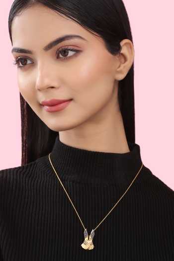 Buy Kicky & Perky Gold Plated Moissanite Bunny Pendant Necklace at Aza Fashions Buy_Kicky & Perky_Gold Plated Moissanite Bunny Pendant Necklace _at_Aza_Fashions