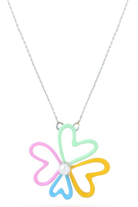 Kicky & Perky_Multi Color Heart Pendant Necklace_Online_at_Aza_Fashions