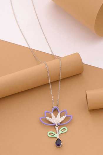 Shop_Kicky & Perky_Silver Plated Contemporary Lolite Pendant Necklace _Online_at_Aza_Fashions