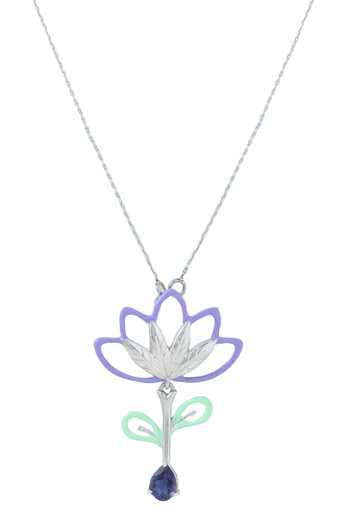 Shop_Kicky & Perky_Silver Plated Contemporary Lolite Pendant Necklace 