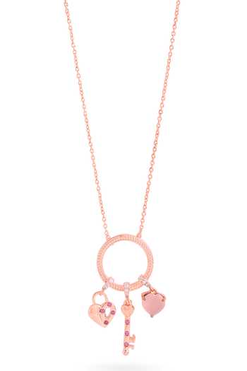 Buy Kicky & Perky Rose Gold Heart And Key Pendant Necklace Online at Aza Fashions Buy_Kicky & Perky_Rose Gold Heart And Key Pendant Necklace_Online_at_Aza_Fashions