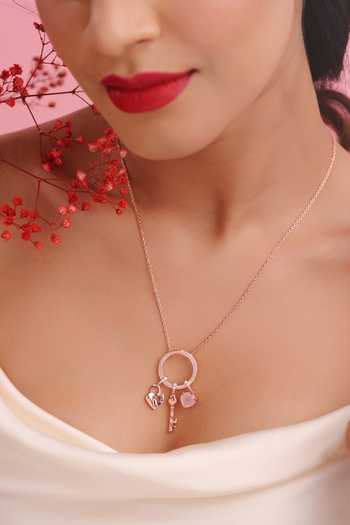 Buy Kicky & Perky Rose Gold Heart And Key Pendant Necklace Buy_Kicky & Perky_Rose Gold Heart And Key Pendant Necklace