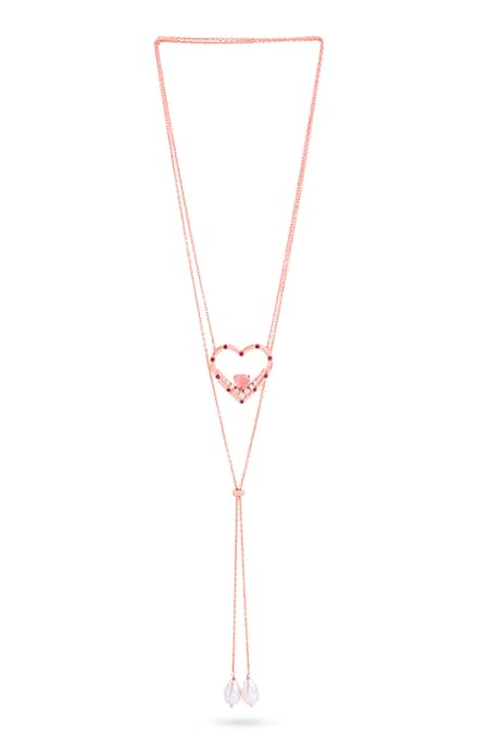 Kicky & Perky Garnet & Pink Chalcedony Heart Pendant Necklace 