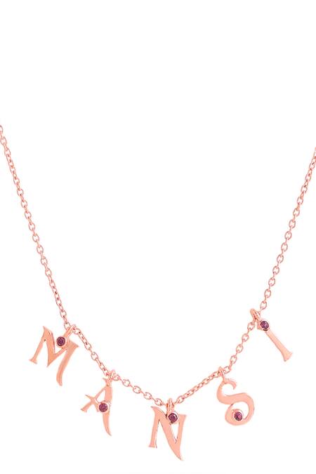 Shop_Kicky & Perky_Rose Gold Letter Pendant Necklace _Online_at_Aza_Fashions
