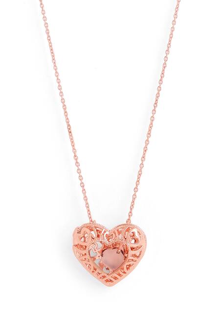 Shop Kicky & Perky Rose Gold Heart Shaped Pendant Necklace Online at Aza Fashions Shop_Kicky & Perky_Rose Gold Heart Shaped Pendant Necklace _Online_at_Aza_Fashions