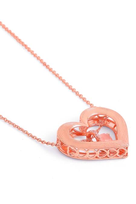Shop_Kicky & Perky_Rose Gold Designer Heart Pendant Necklace _Online_at_Aza_Fashions