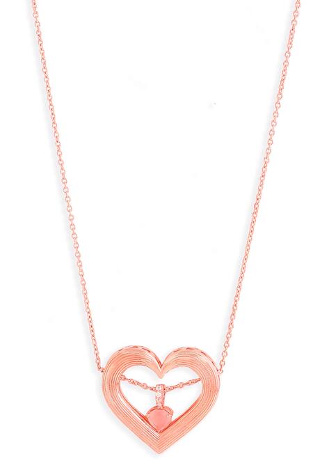 Kicky & Perky_Rose Gold Designer Heart Pendant Necklace _at_Aza_Fashions