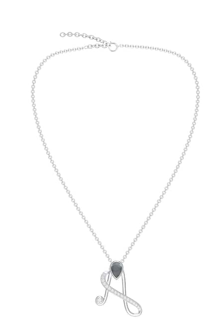 Kicky & Perky Silver Plated Designer Moissanite Pendant Necklace 