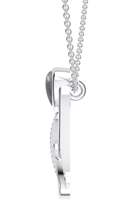 Buy_Kicky & Perky_Silver Plated Designer Moissanite Pendant Necklace _Online_at_Aza_Fashions