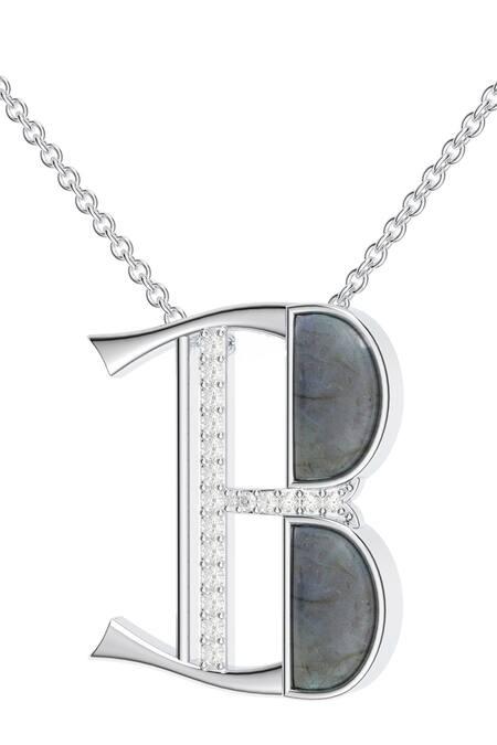 Kicky & Perky_Silver Plated Contemporary Moissanite Pendant Necklace _at_Aza_Fashions