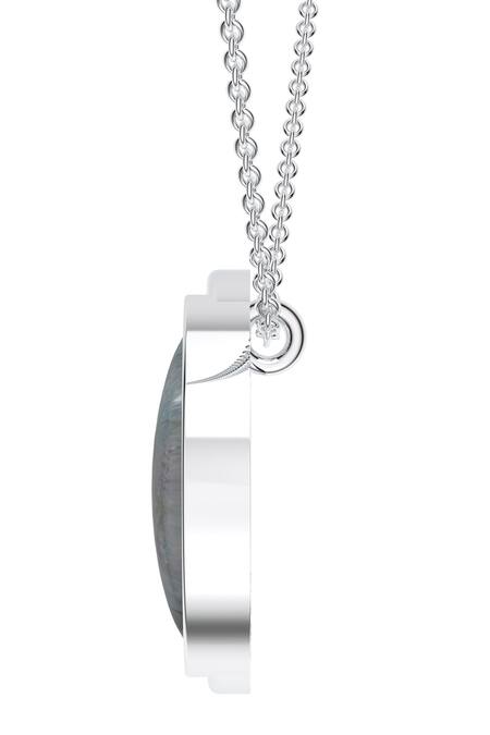 Buy_Kicky & Perky_Silver Plated Contemporary Moissanite Pendant Necklace _Online_at_Aza_Fashions