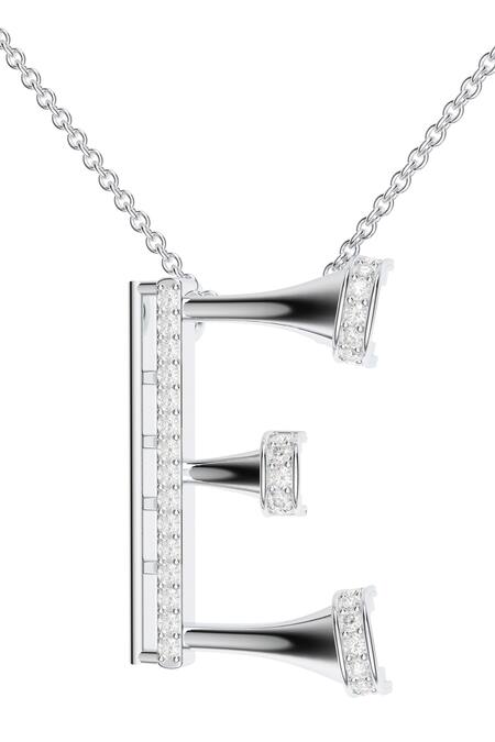 Kicky & Perky_Silver Plated Contemporary Moissanite Pendant Necklace _at_Aza_Fashions