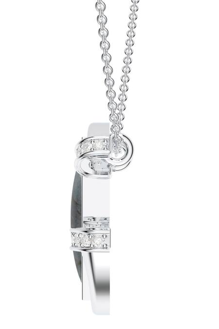 Buy_Kicky & Perky_Silver Plated Contemporary Moissanite Pendant Necklace _Online_at_Aza_Fashions