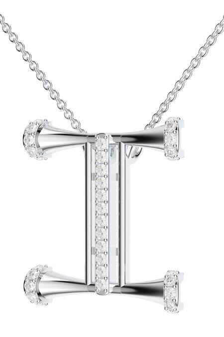 Kicky & Perky_Silver Plated Designer Moissanite Pendant Necklace _at_Aza_Fashions