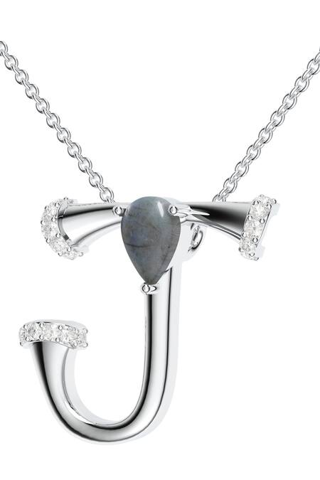 Kicky & Perky_Silver Plated Contemporary Moissanite Pendant Necklace _at_Aza_Fashions