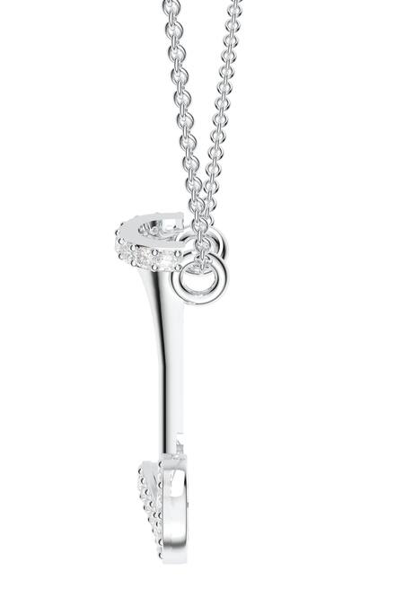 Shop_Kicky & Perky_Silver Plated Contemporary Moissanite Pendant Necklace _Online_at_Aza_Fashions