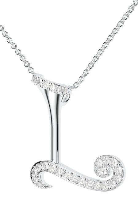 Kicky & Perky_Silver Plated Contemporary Moissanite Pendant Necklace _at_Aza_Fashions