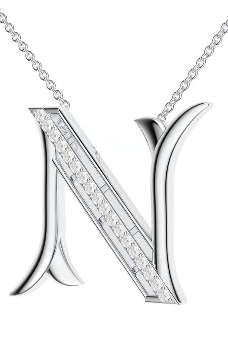 Kicky & Perky_Silver Plated Moissanite Sterling Pendant Necklace _at_Aza_Fashions