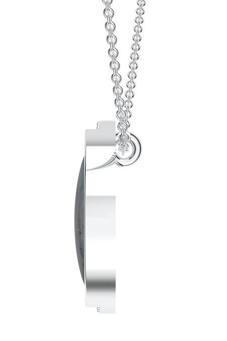 Kicky & Perky_Silver Plated Contemporary Moissanite And Labradorite Pendant Necklace _Online_at_Aza_Fashions