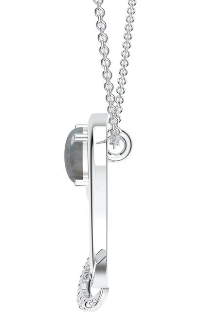 Shop_Kicky & Perky_Silver Plated Contemporary Moissanite Pendant Necklace _Online_at_Aza_Fashions