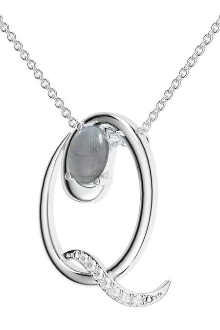 Kicky & Perky_Silver Plated Contemporary Moissanite Pendant Necklace _at_Aza_Fashions