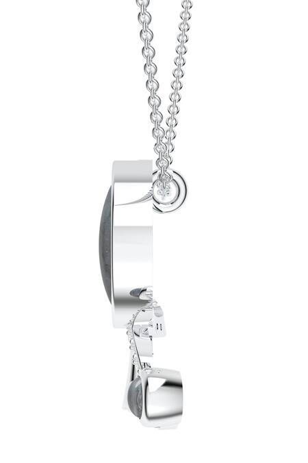 Shop_Kicky & Perky_Silver Plated Contemporary Moissanite Pendant Necklace _Online_at_Aza_Fashions
