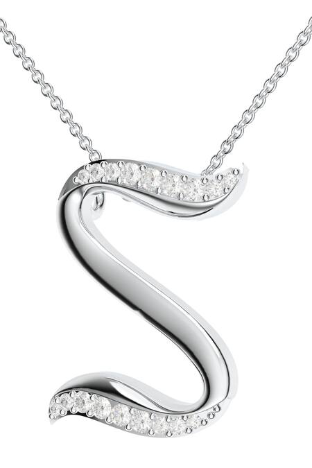 Kicky & Perky_Silver Plated Moissanite Sterling Pendant Necklace _at_Aza_Fashions