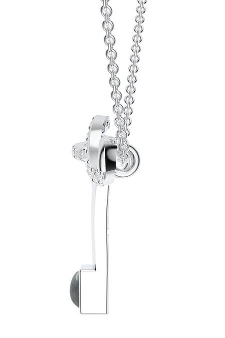 Shop_Kicky & Perky_Silver Plated Contemporary Moissanite Pendant Necklace _Online_at_Aza_Fashions