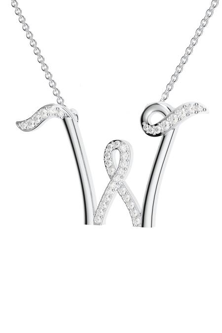 Kicky & Perky_Silver Plated Designer Moissanite Pendant Necklace _at_Aza_Fashions