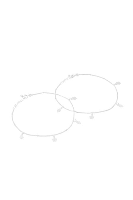 Shop_Kicky & Perky_Silver Plated Designer Anklet Set_at_Aza_Fashions