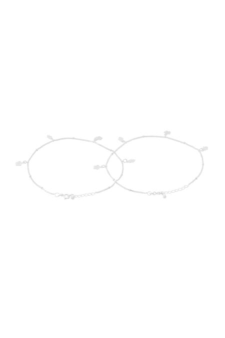 Shop_Kicky & Perky_Silver Plated Designer Anklet Set_Online_at_Aza_Fashions